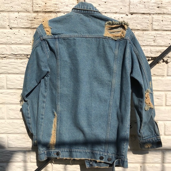 Destroyed Boyfriend Denim Jacket - Picture 2 of 7